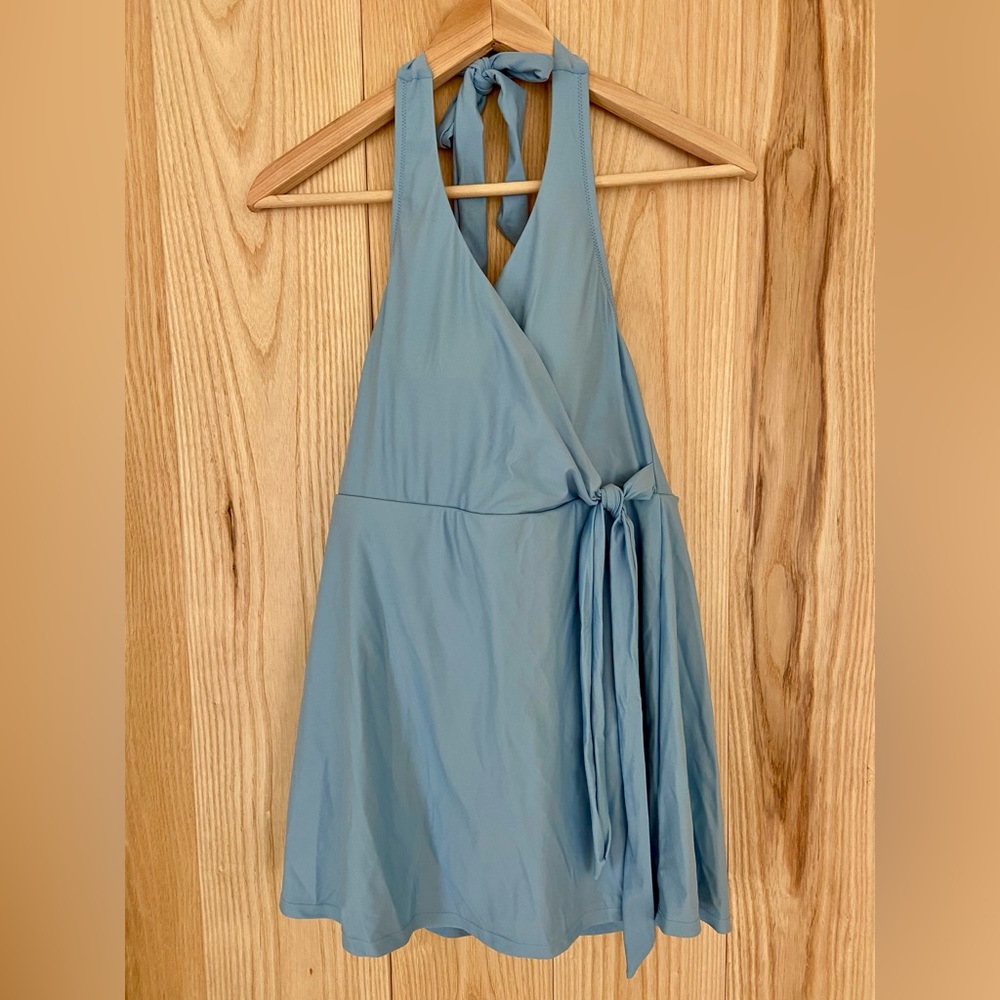 NWT J. Crew Halter Wrap Swimdress Light Blue